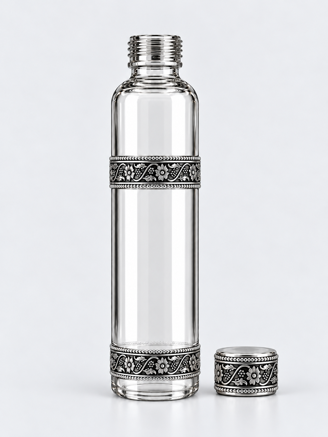 Silver Cuff Glass Bottle