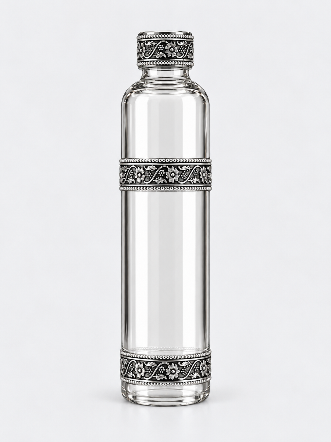 Silver Cuff Glass Bottle