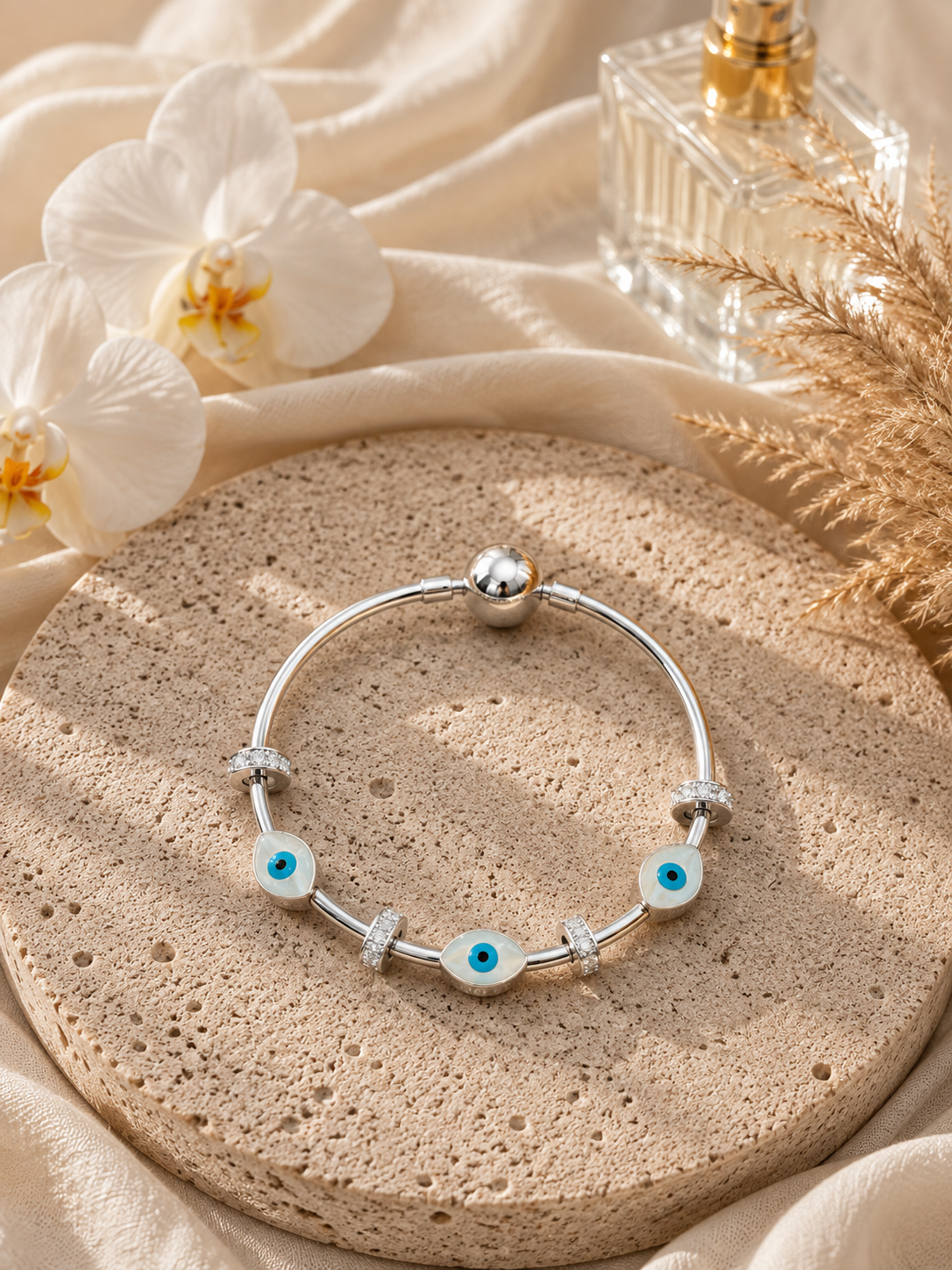 Product Title  Pandora Style 925 Sterling Silver Evil Eye Charm Bracelet