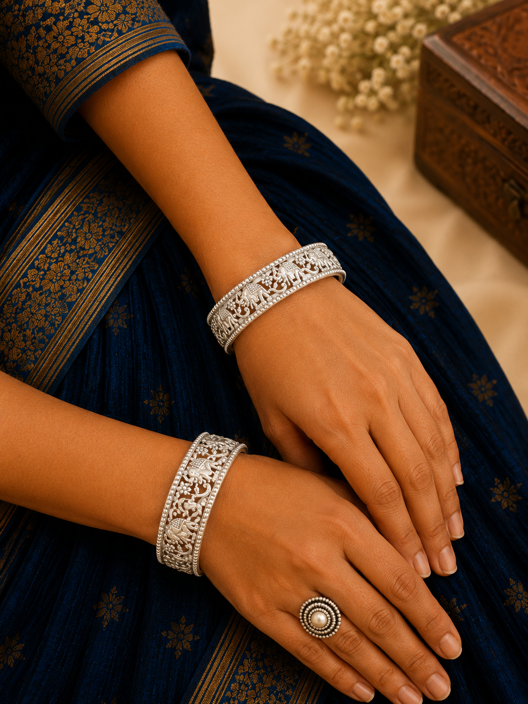 Silver Elephant Designer Bangles