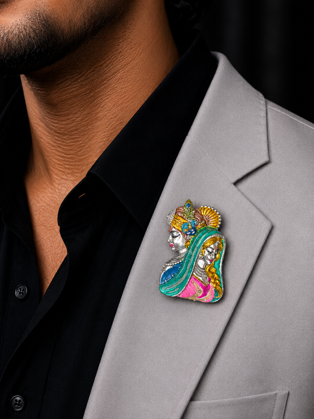 Radha Krishna Designer Brooch