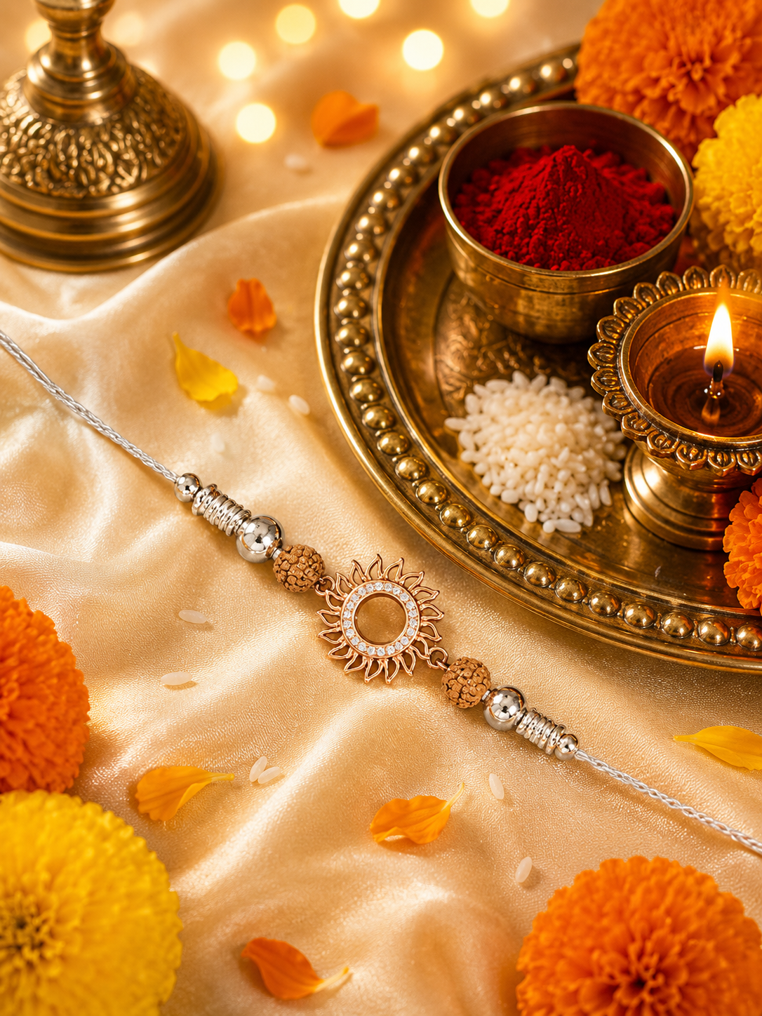 Silver Sun Designer Rakhi
