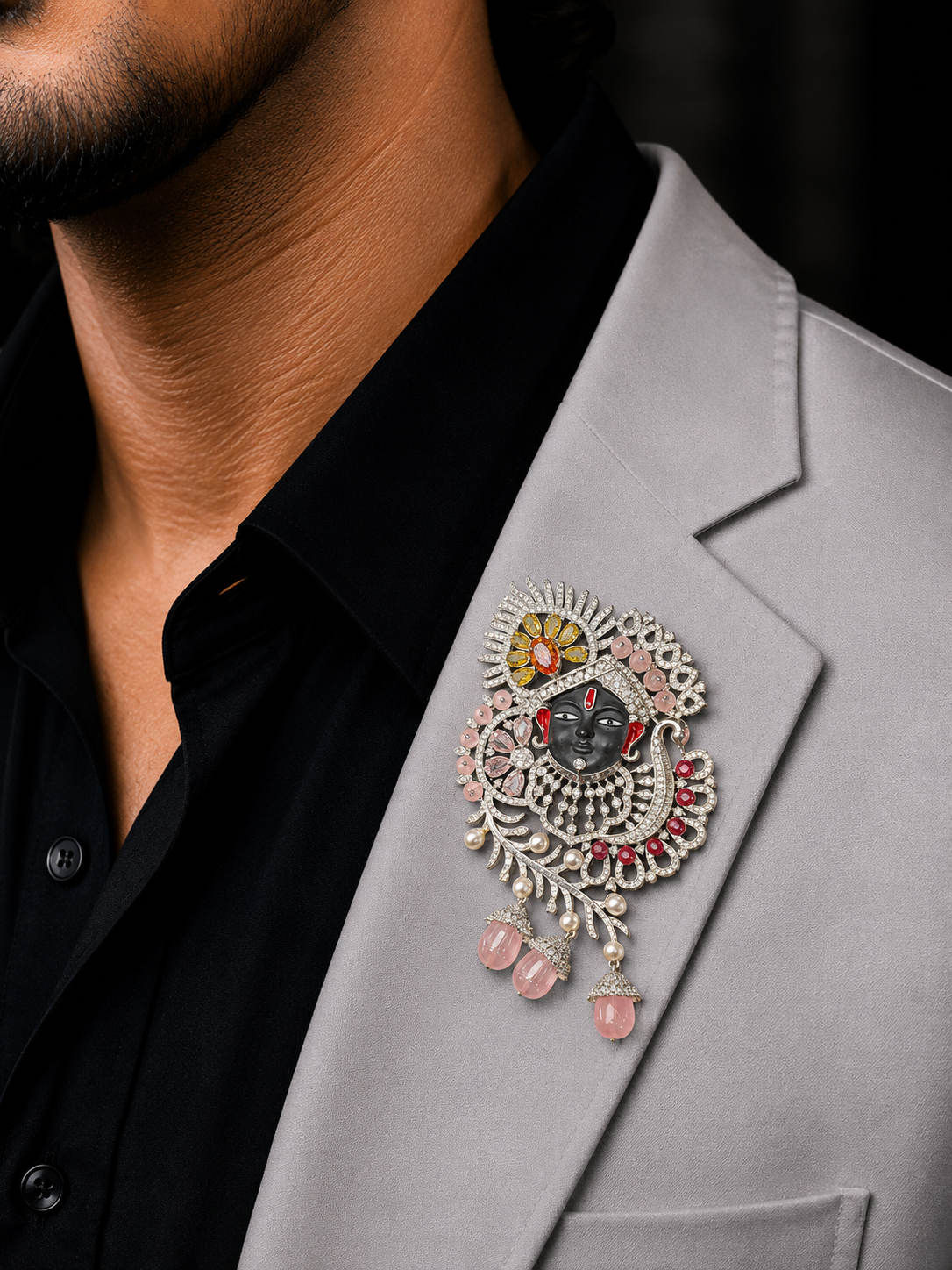 Shree Krishna Designer Statement Brooch