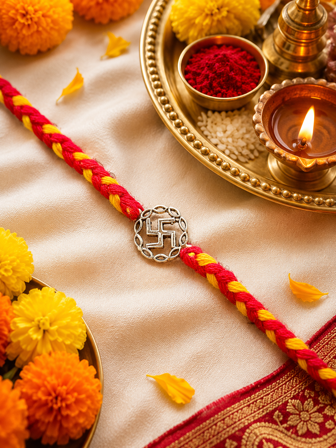 Silver Swastik Rakhi