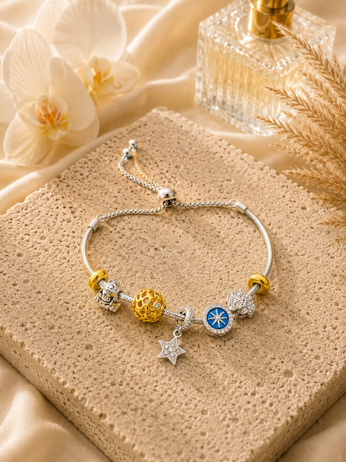 925 Sterling Silver Adjustable Charm Bracelet