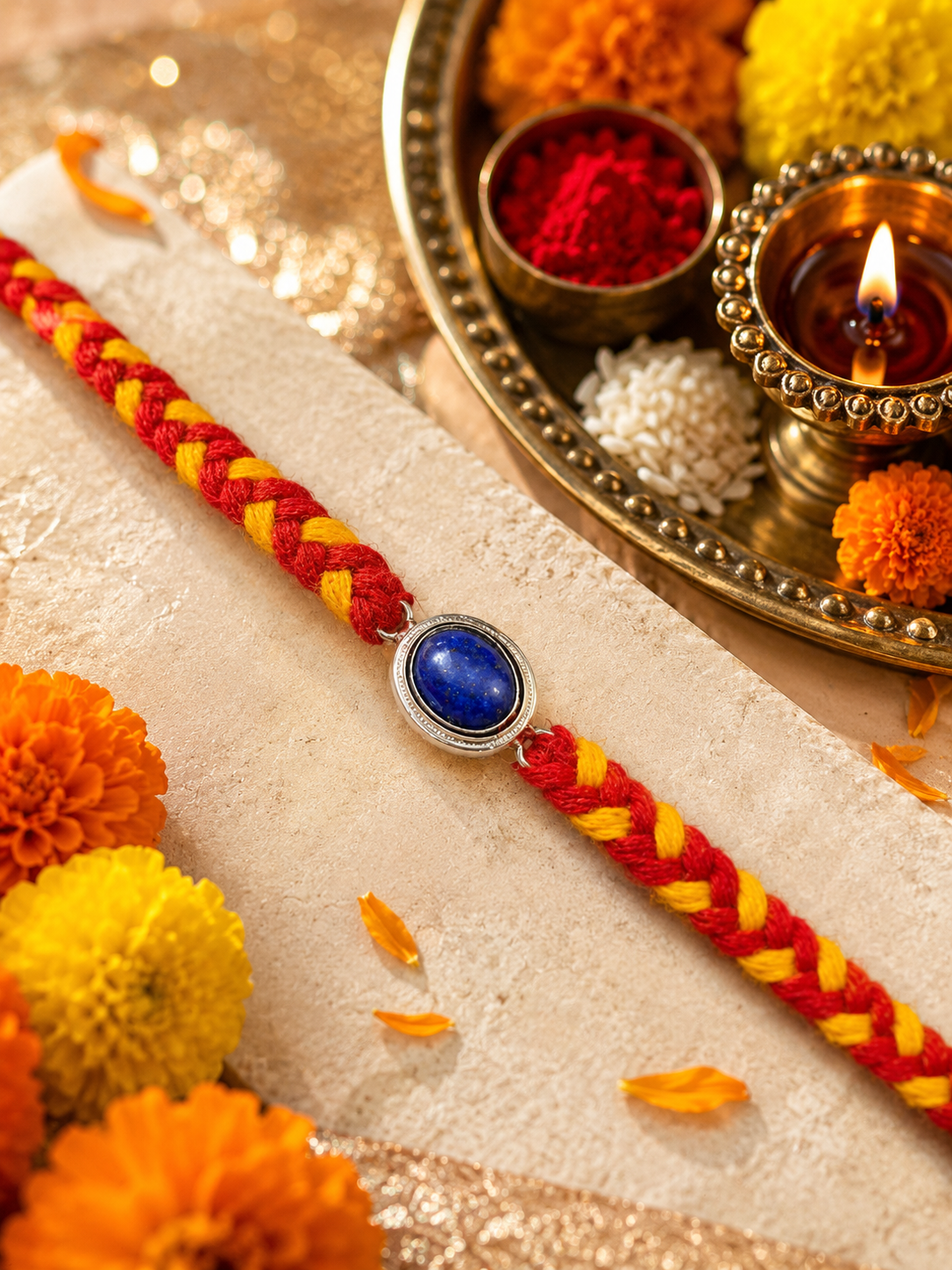 Silver Blue stone Rakhi