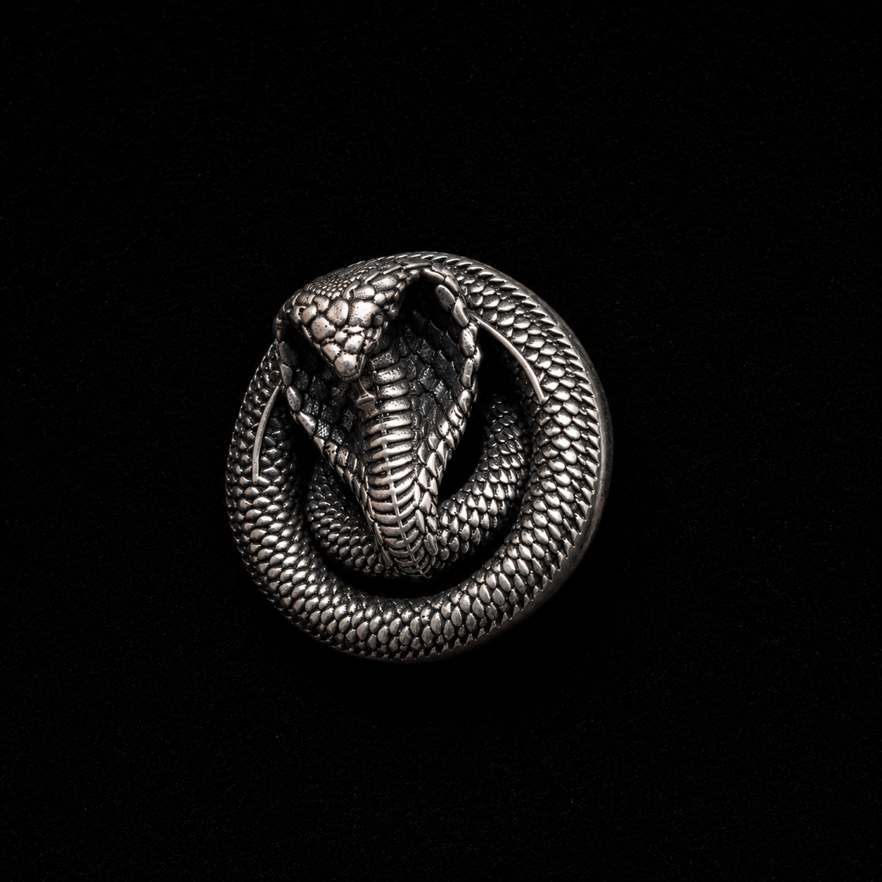 Royal Cobra Antique Silver Finish Brooch