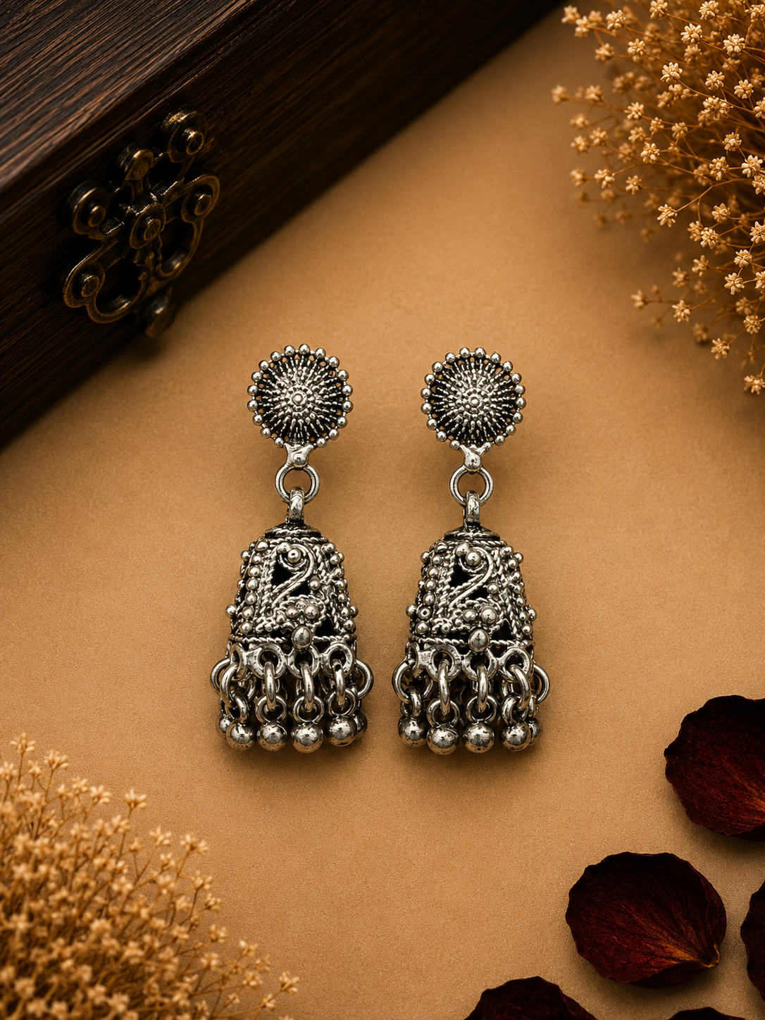 Silver Intricate Filigree Jhumka