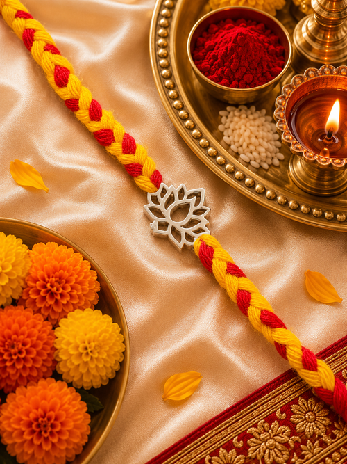 925 sterling silver lotus rakhi