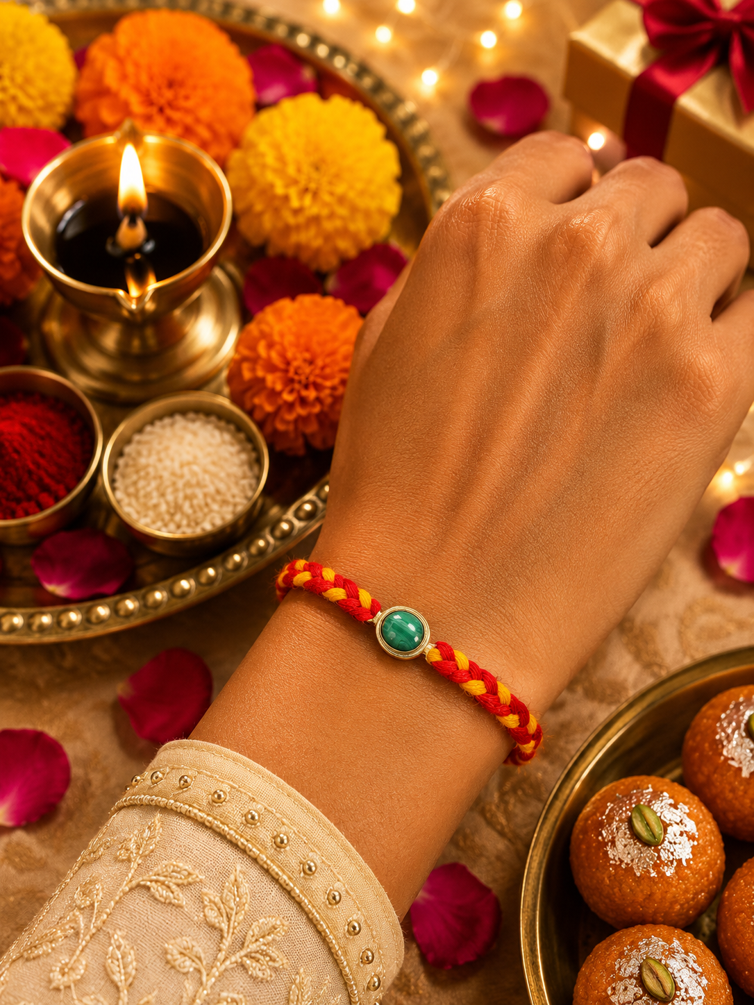 stone silver rakhi