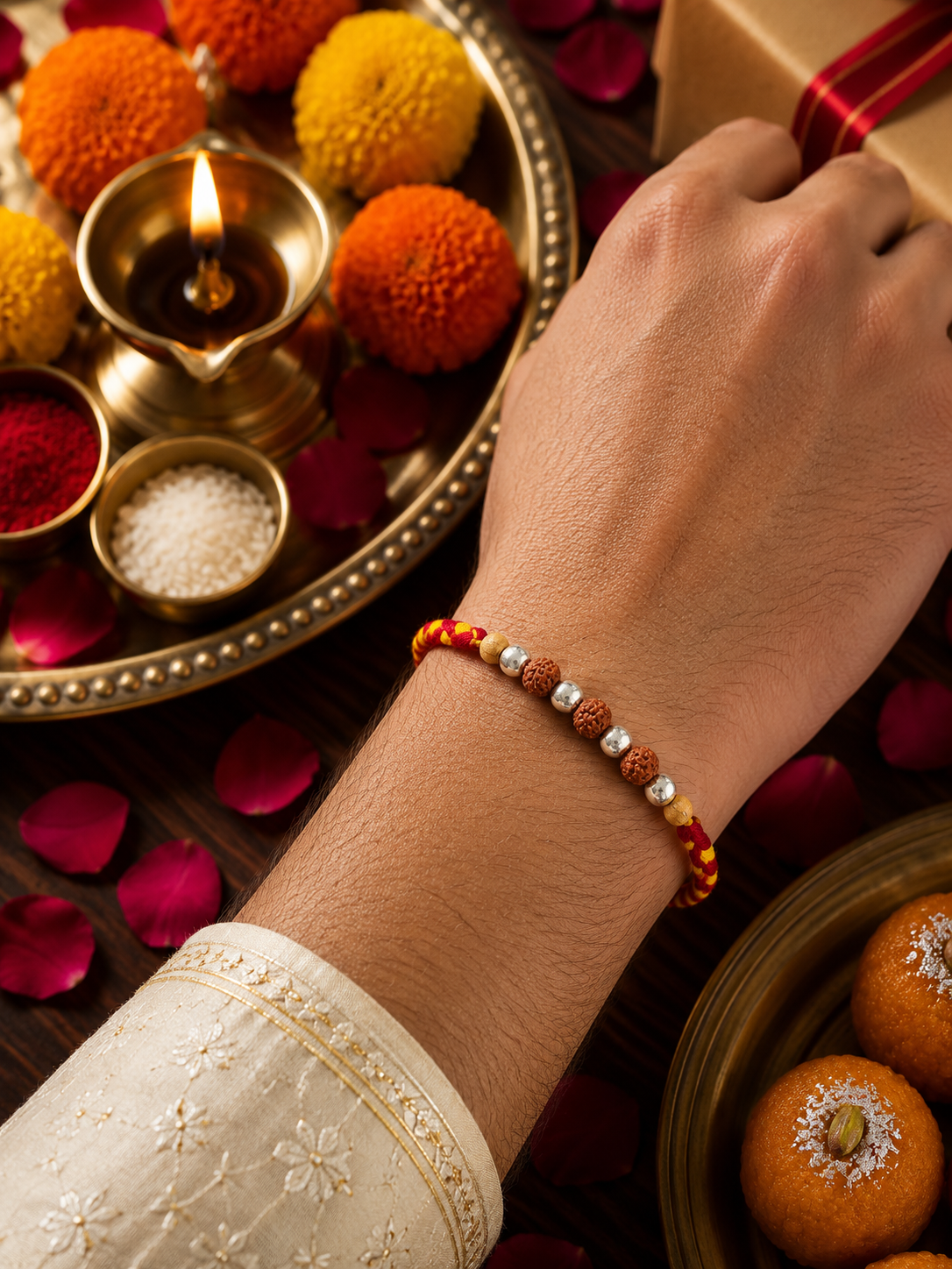 Silver Rudraksha Rakhi