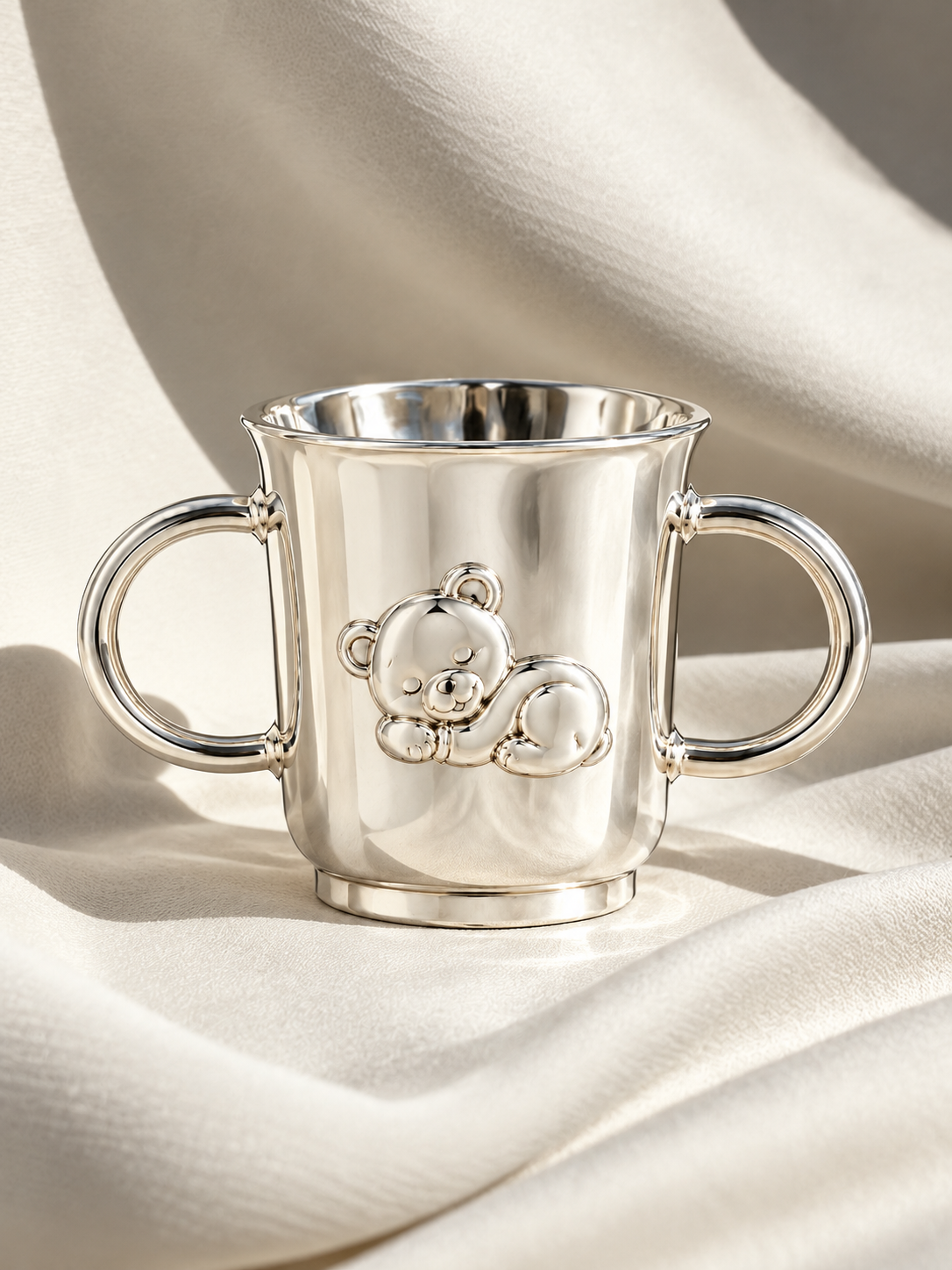 silver baby mug