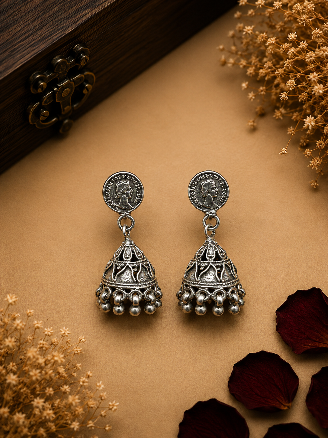 Silver Traditional Coin Jhumka