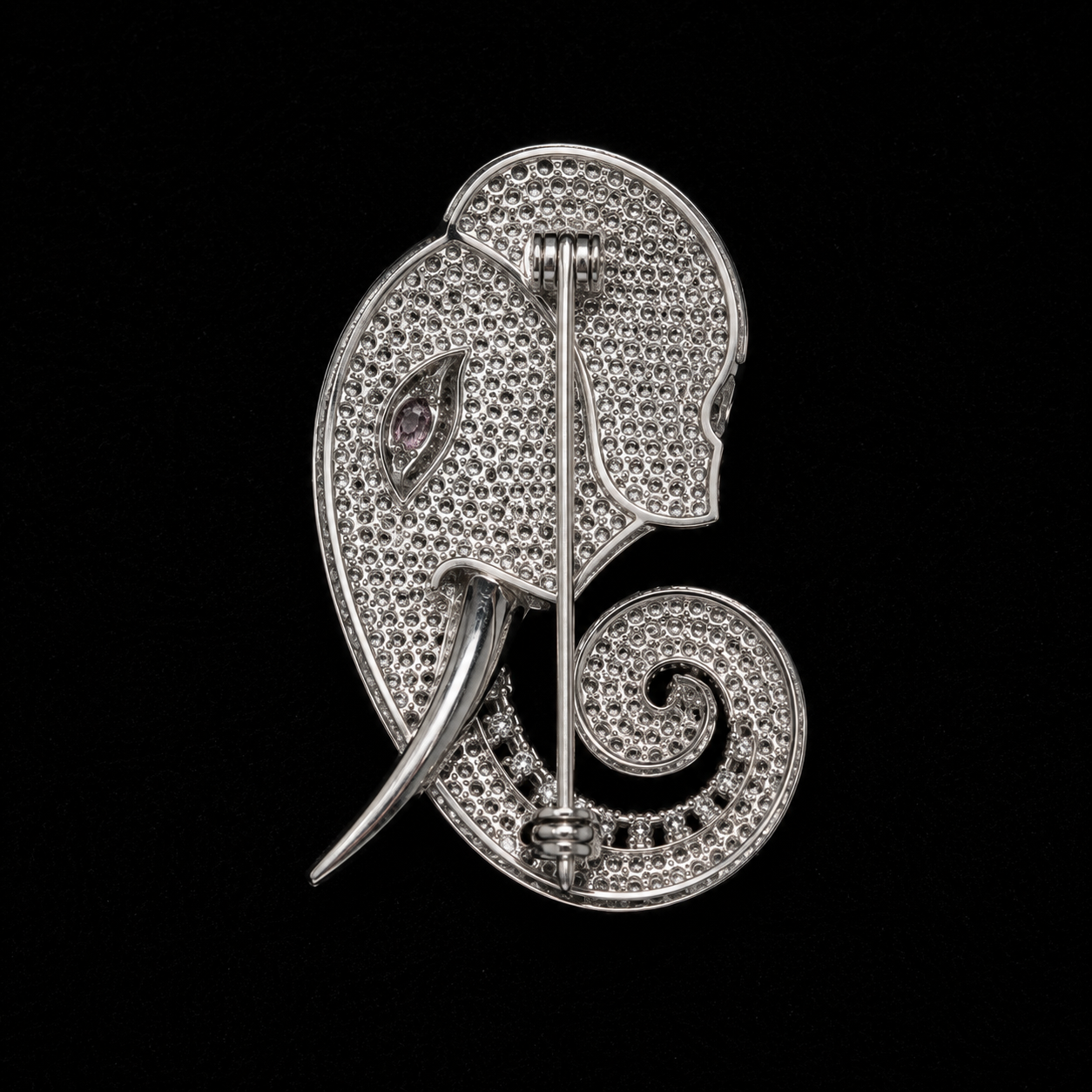 Silver Elephant Designer Brooch with Micro-Pavé Stones