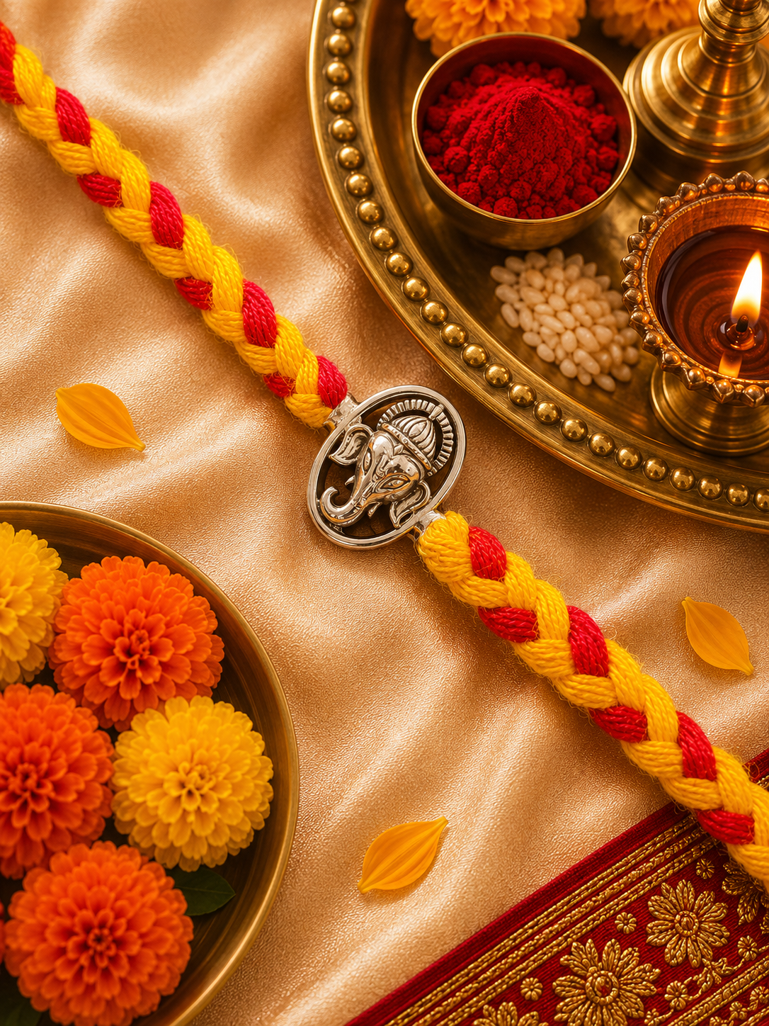 Lord Ganesha Silver-Finish rakhi