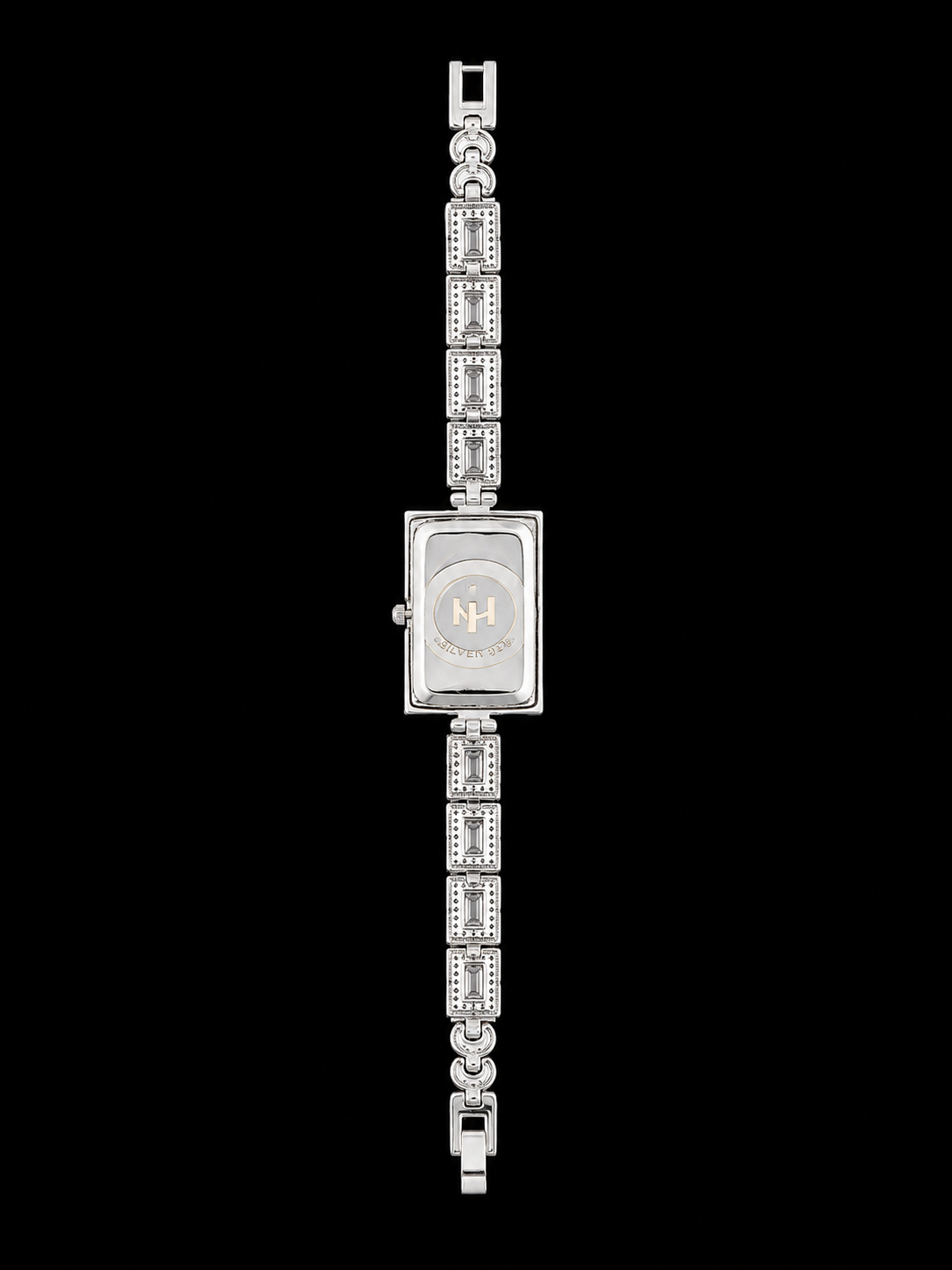 Luxury Crystal-Studded Silver Bracelet Watch for Women