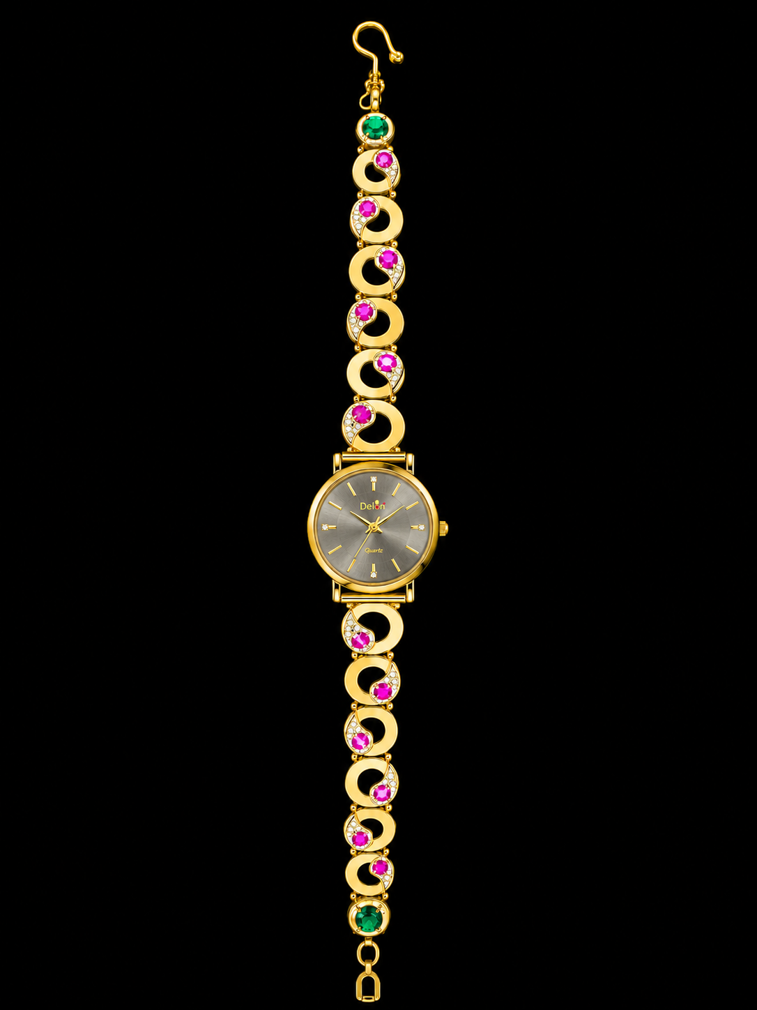 Traditional Gold-Tone Designer Women's Watch with Ruby