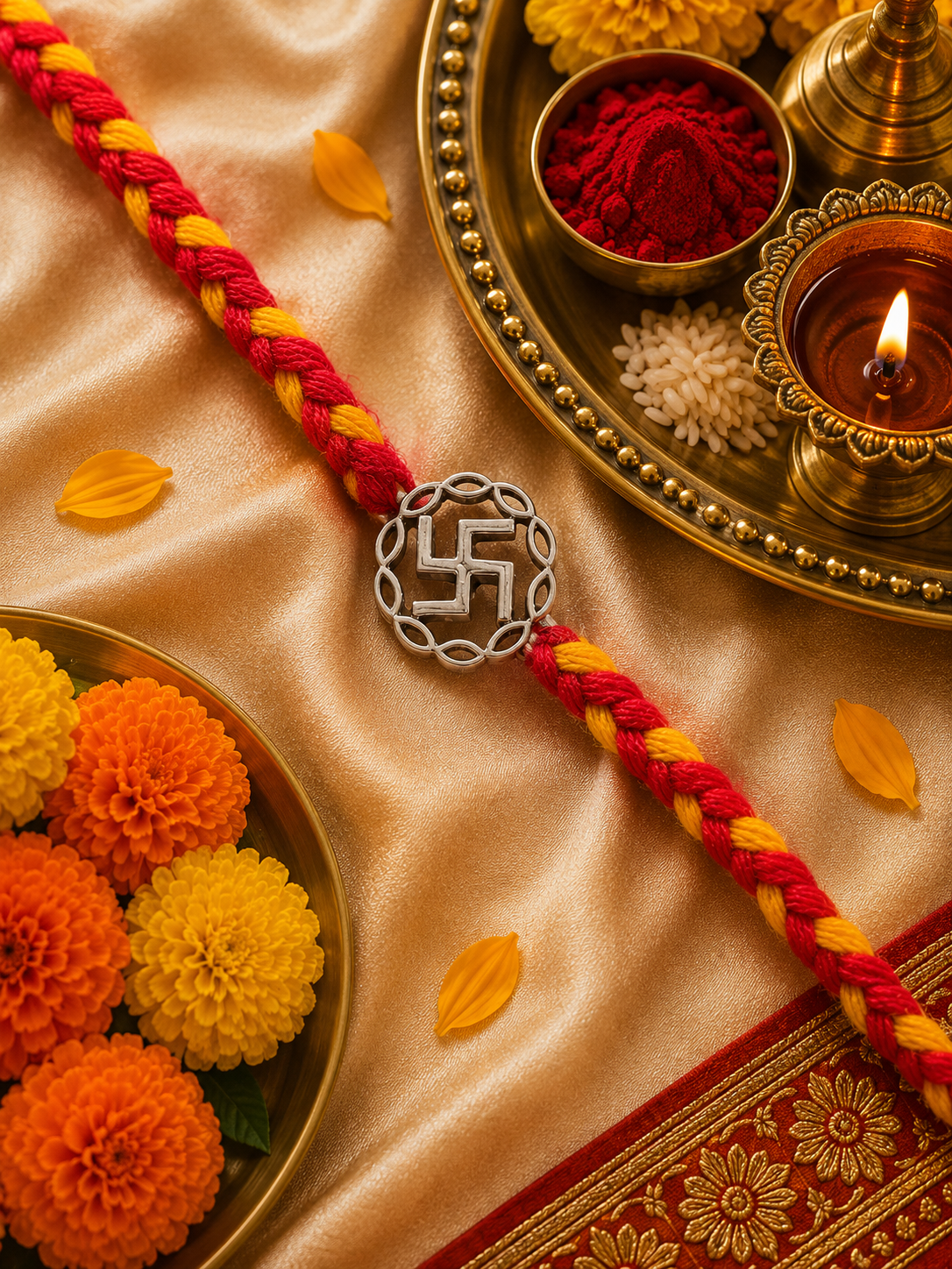 Swastika Silver-Finish Rakhi