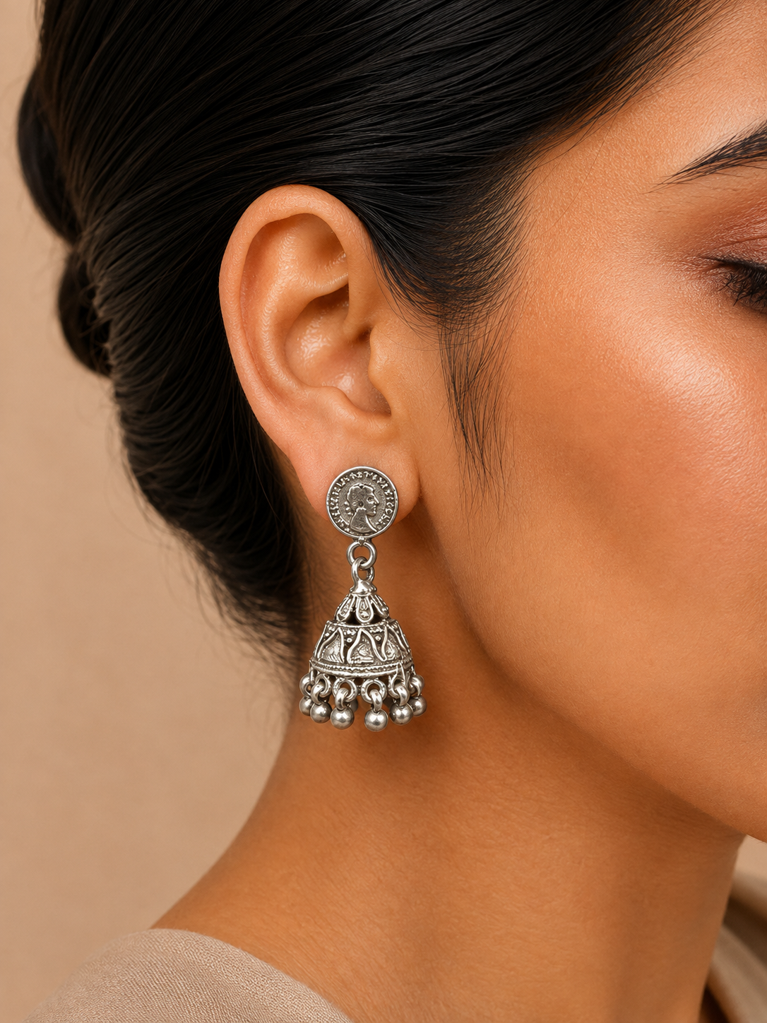 Silver Traditional Coin Jhumka