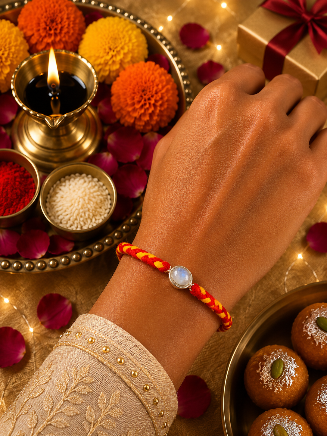 stone silver rakhi