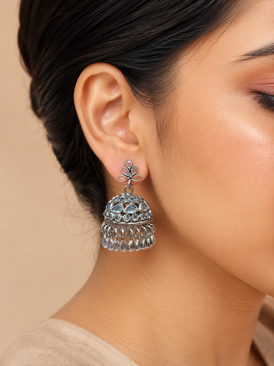 Silver Jhumka Earrings