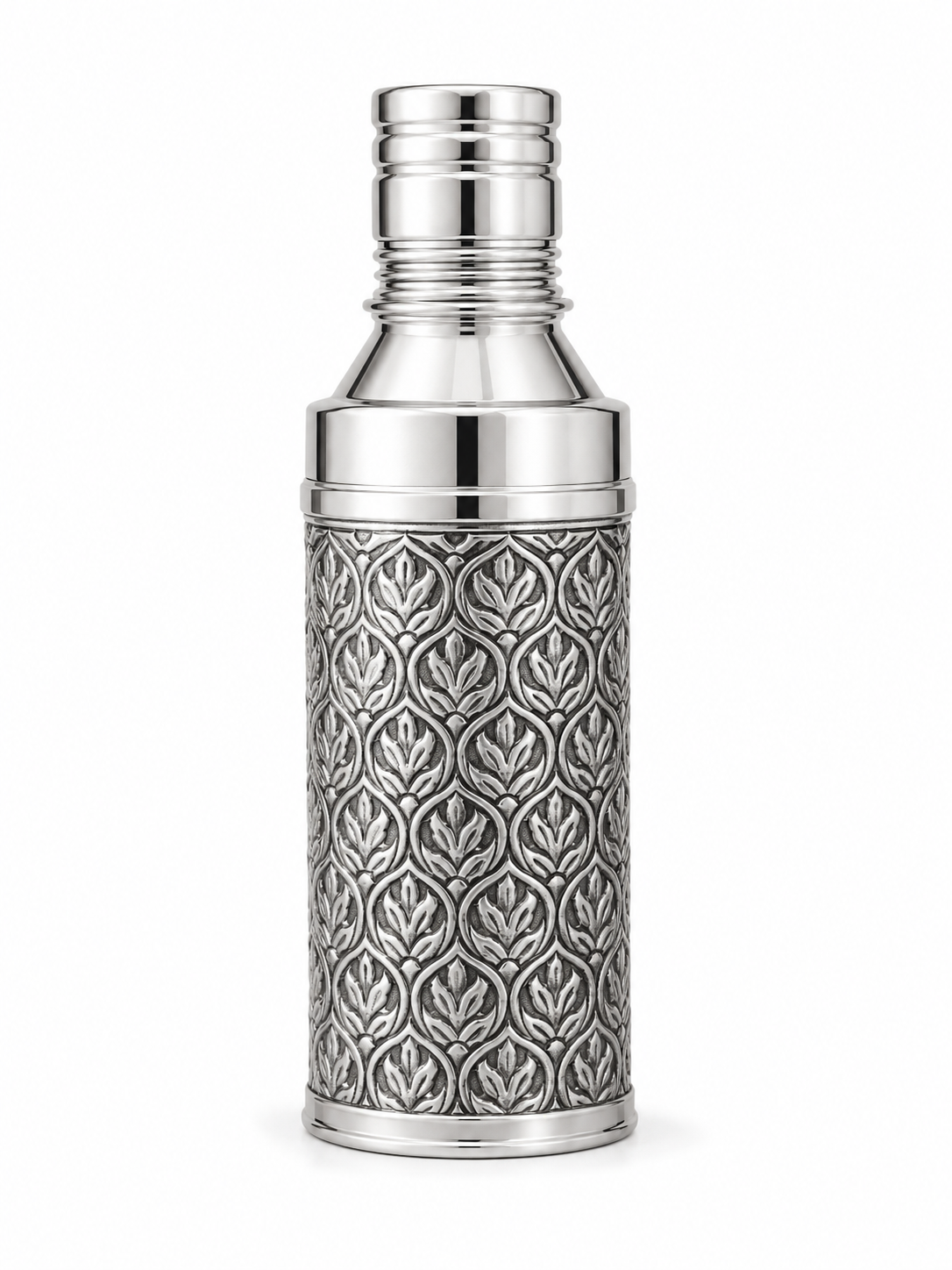 Silver Bottle – Ornate Leaf Pattern