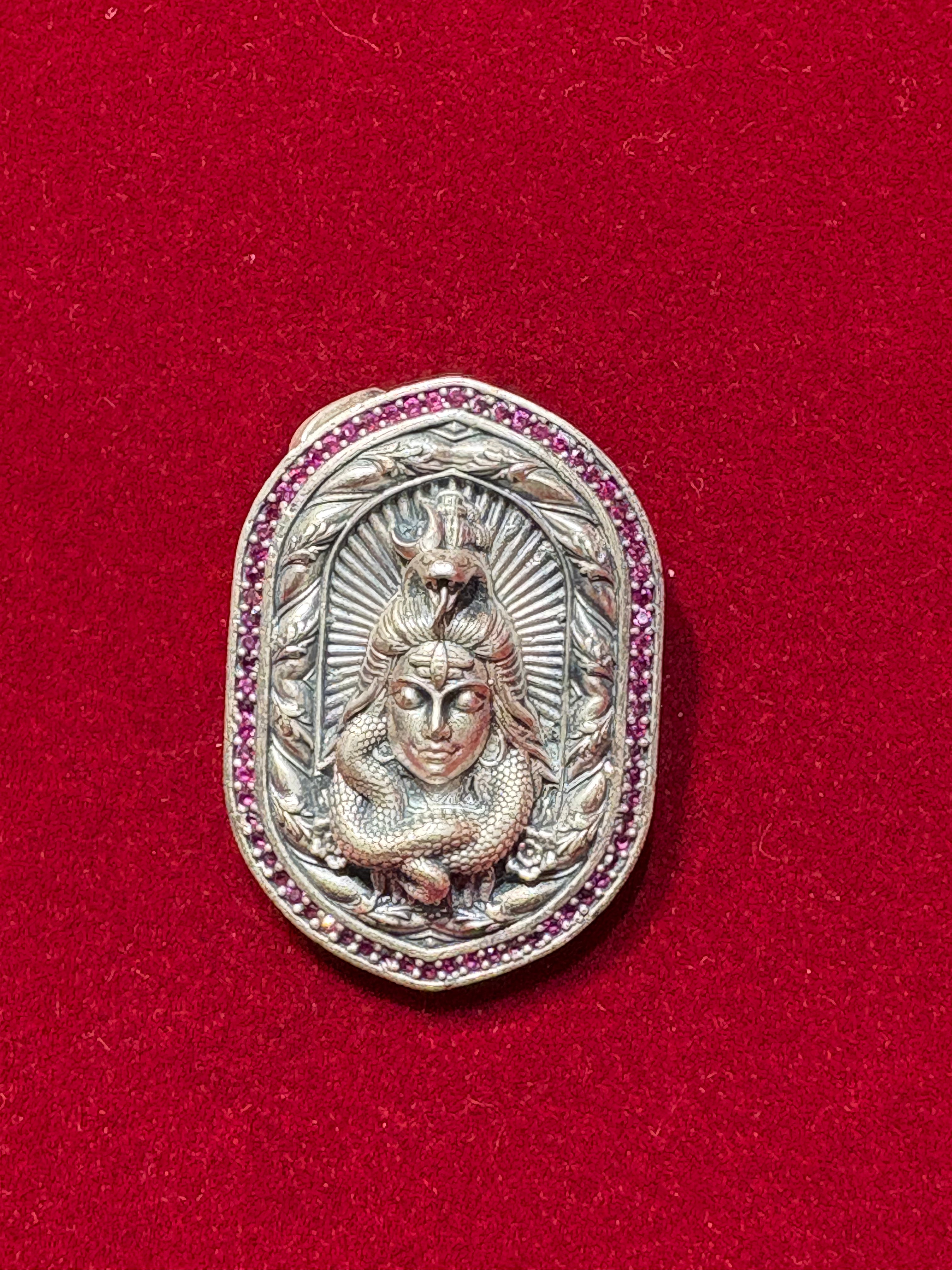 Mahadev Divine Silver Brooch