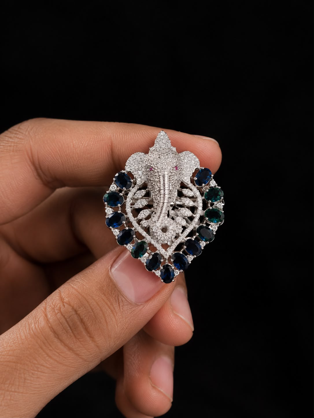 Luxury Lord Ganesha Crystal Brooch