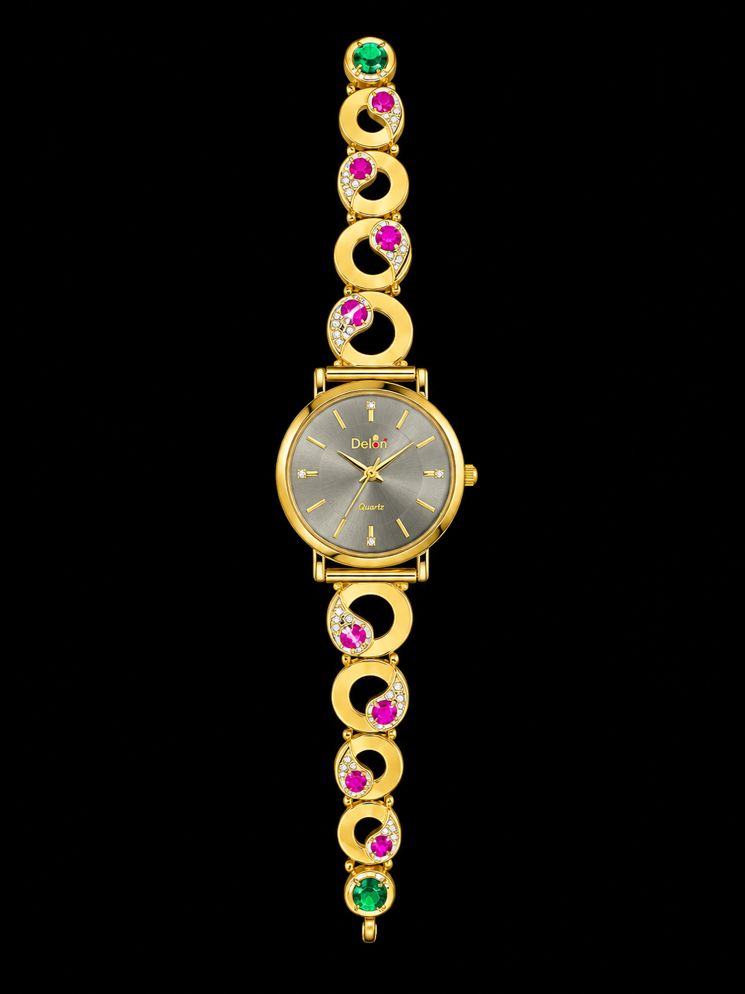 Traditional Gold-Tone Designer Women's Watch with Ruby