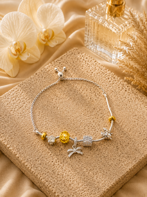 925 Sterling Silver Adjustable Charm Bracelet