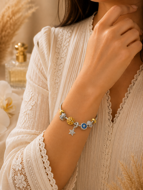 925 Sterling Silver Adjustable Charm Bracelet