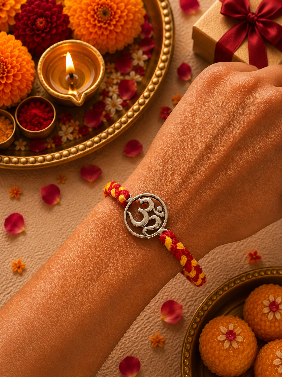Om Silver Rakhi