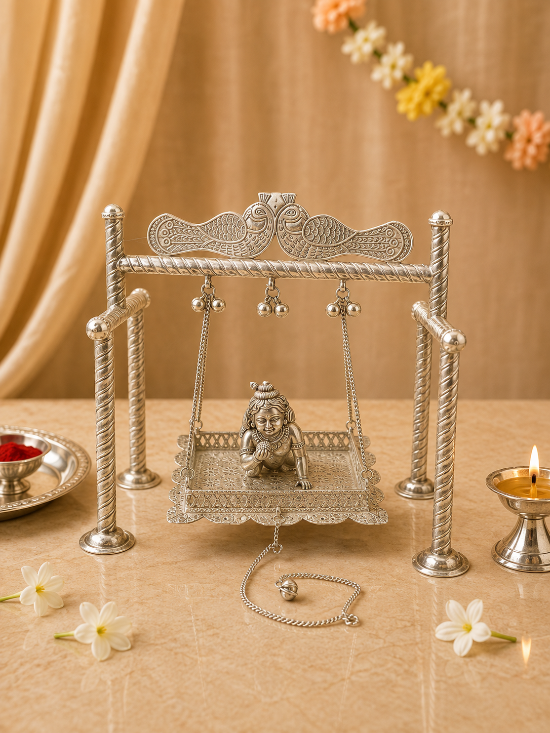 Silver Janmashtami Jhula for Bal Gopal