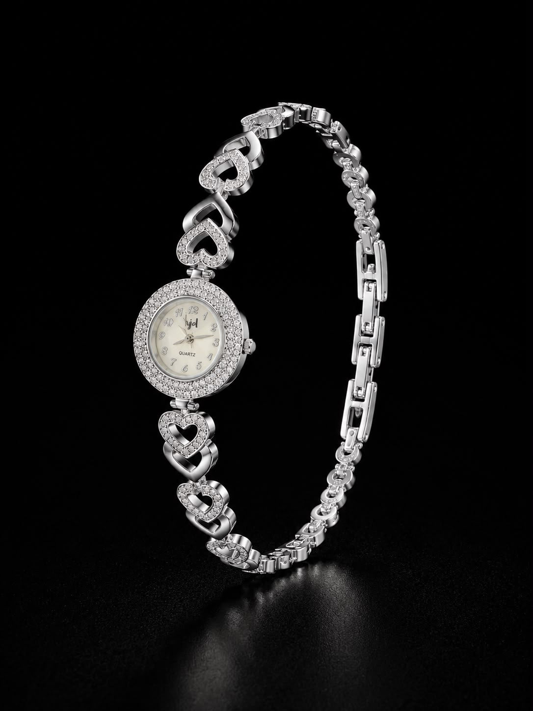 Elegant Heart Design Silver Women's Watch