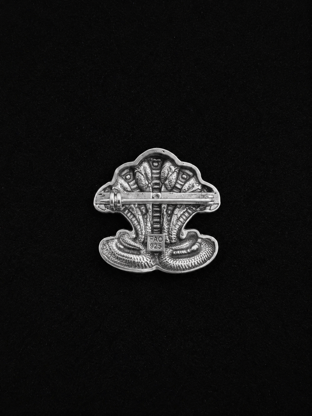 Royal Panchmukhi Naag Antique Silver Finish Brooch
