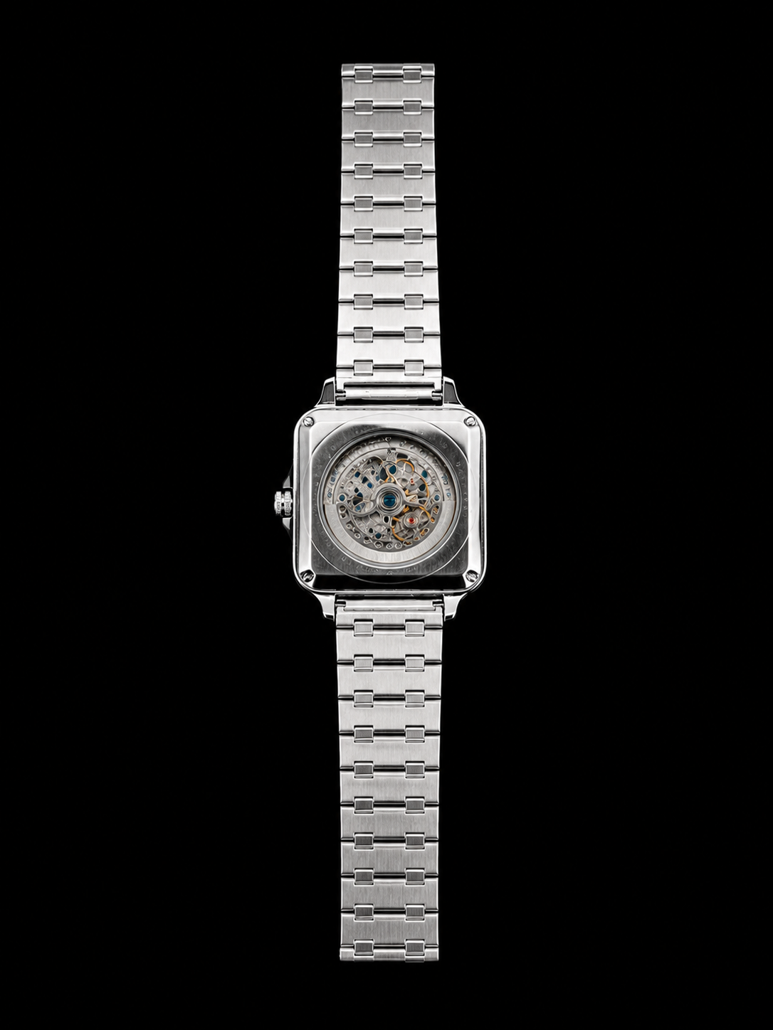 Luxury Diamond-Style Skeleton Wrist Watch with Blue Dial