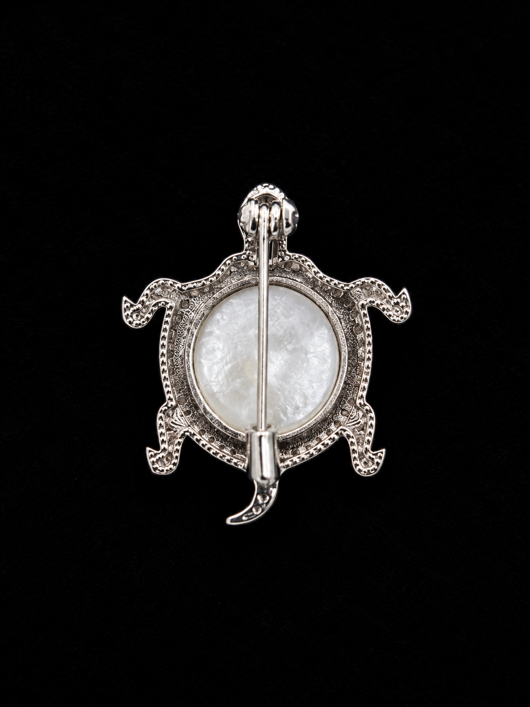 Silver Turtle Brooch with Mother of Pearl