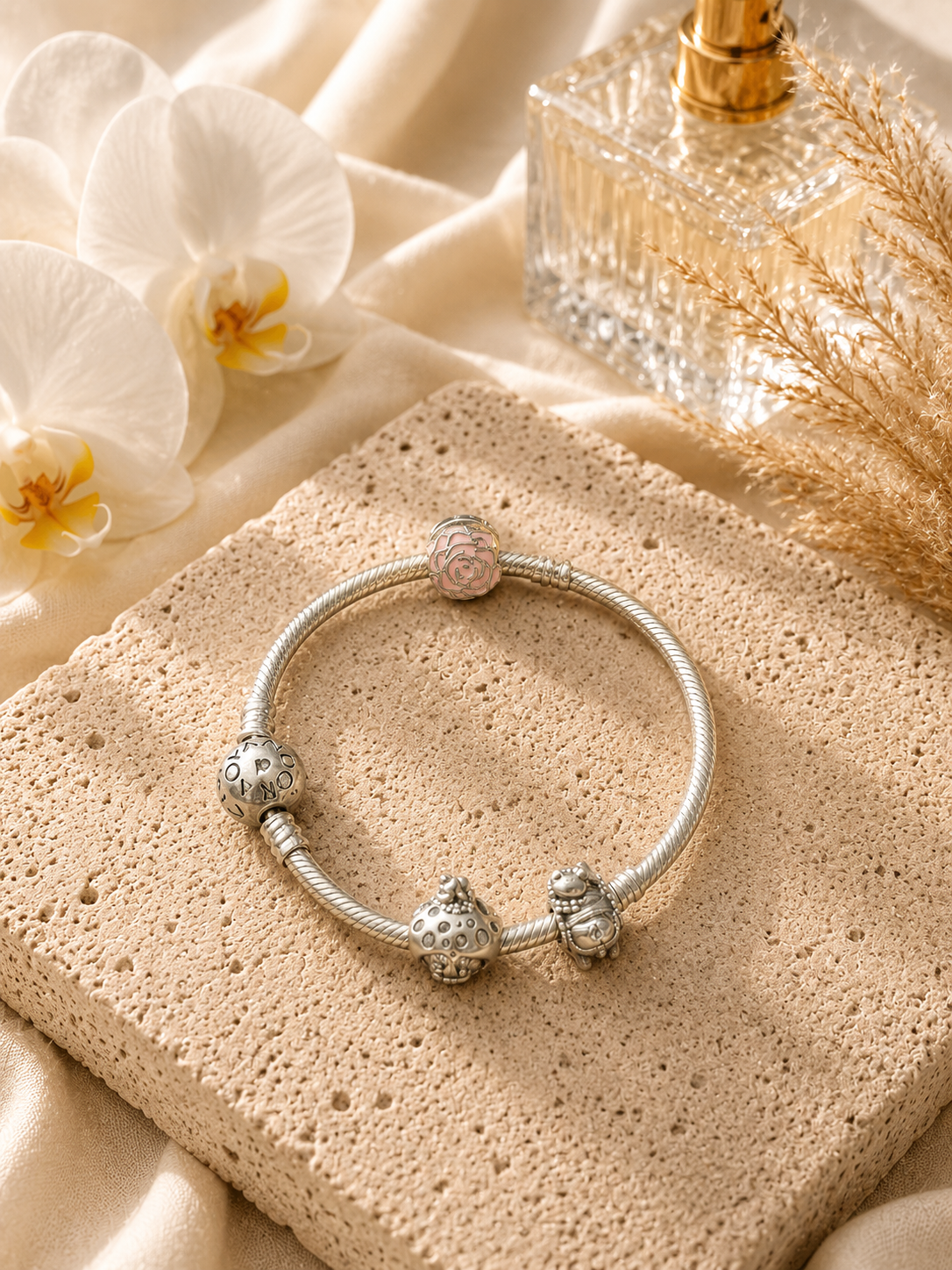 Pandora Style 925 Sterling Silver Charm Bracelet