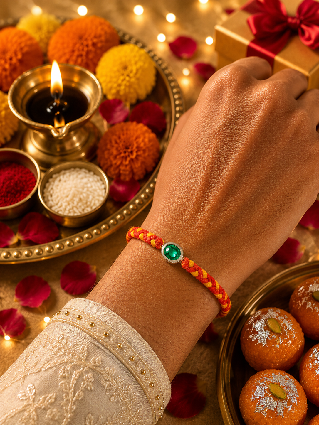 stone silver rakhi