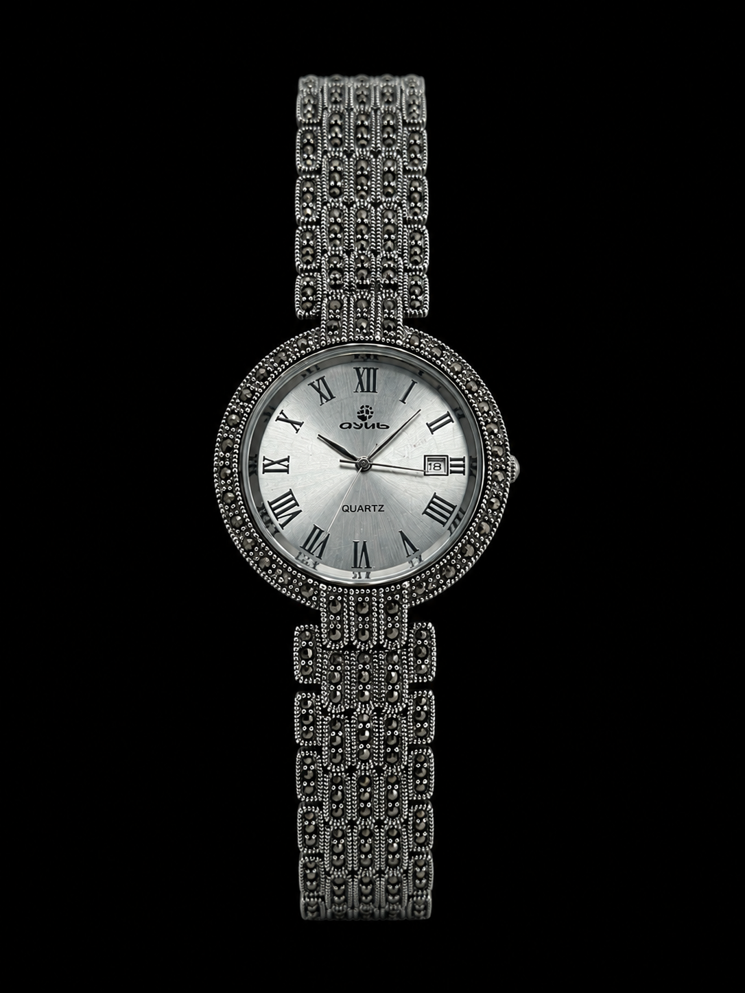 Luxury Silver Crystal Women's Analog Watch