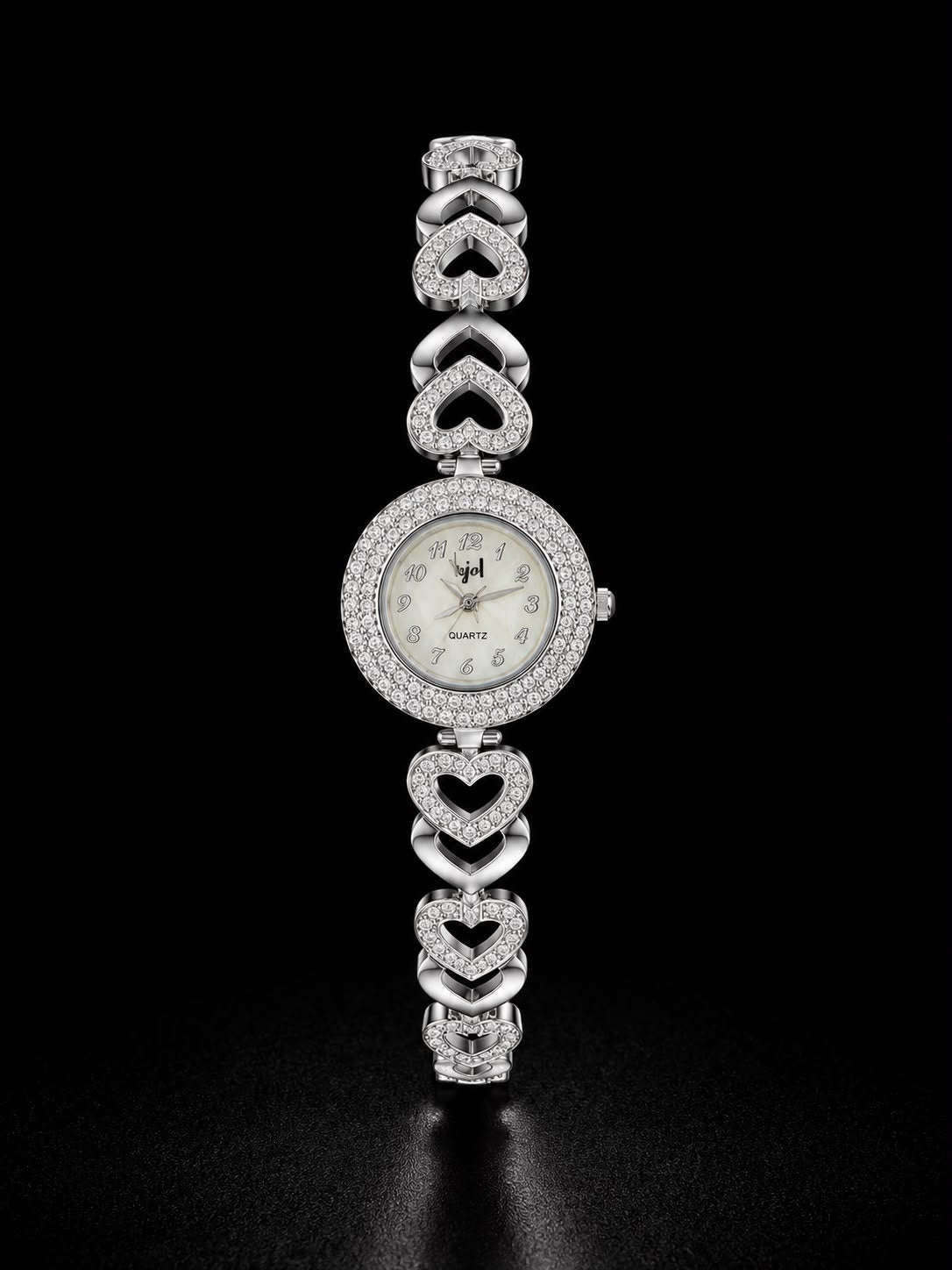 Elegant Heart Design Silver Women's Watch