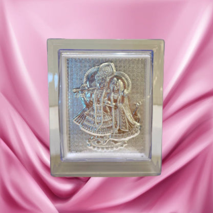 CANDRIN SILVER FRAME/ RADHA KRISHNA SILVER FRAME / RADHA KRIHSNA SILVER TABLE TOP / CANDRIN RADHA KRISHNA JI / SILVER FOIL FRAME/ RADAH KRISHNA JI / CANDRIN /SILVER FRAME / RK SILVER FRAME