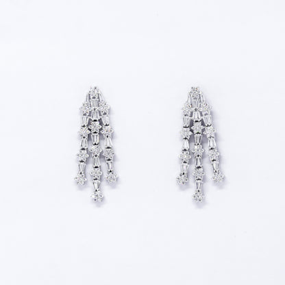 Azial 925 sterling sliver earring/flower shape 925 sterling silver earring /chain look 925 sterling silver earring