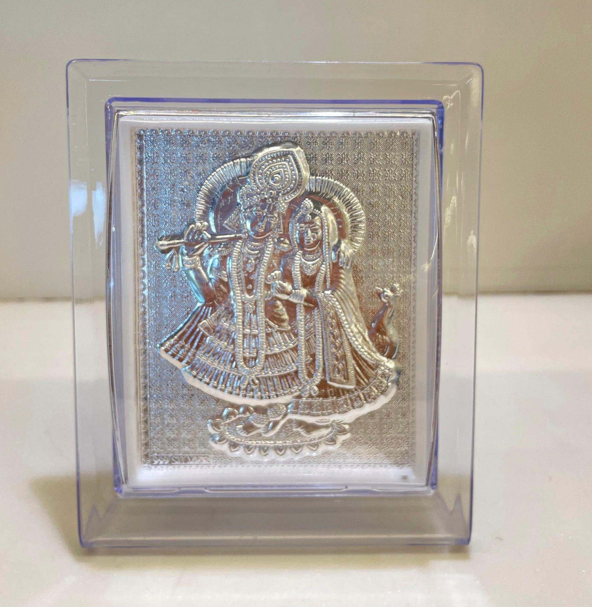 CANDRIN SILVER FRAME/ RADHA KRISHNA SILVER FRAME / RADHA KRIHSNA SILVER TABLE TOP / CANDRIN RADHA KRISHNA JI / SILVER FOIL FRAME/ RADAH KRISHNA JI / CANDRIN /SILVER FRAME / RK SILVER FRAME