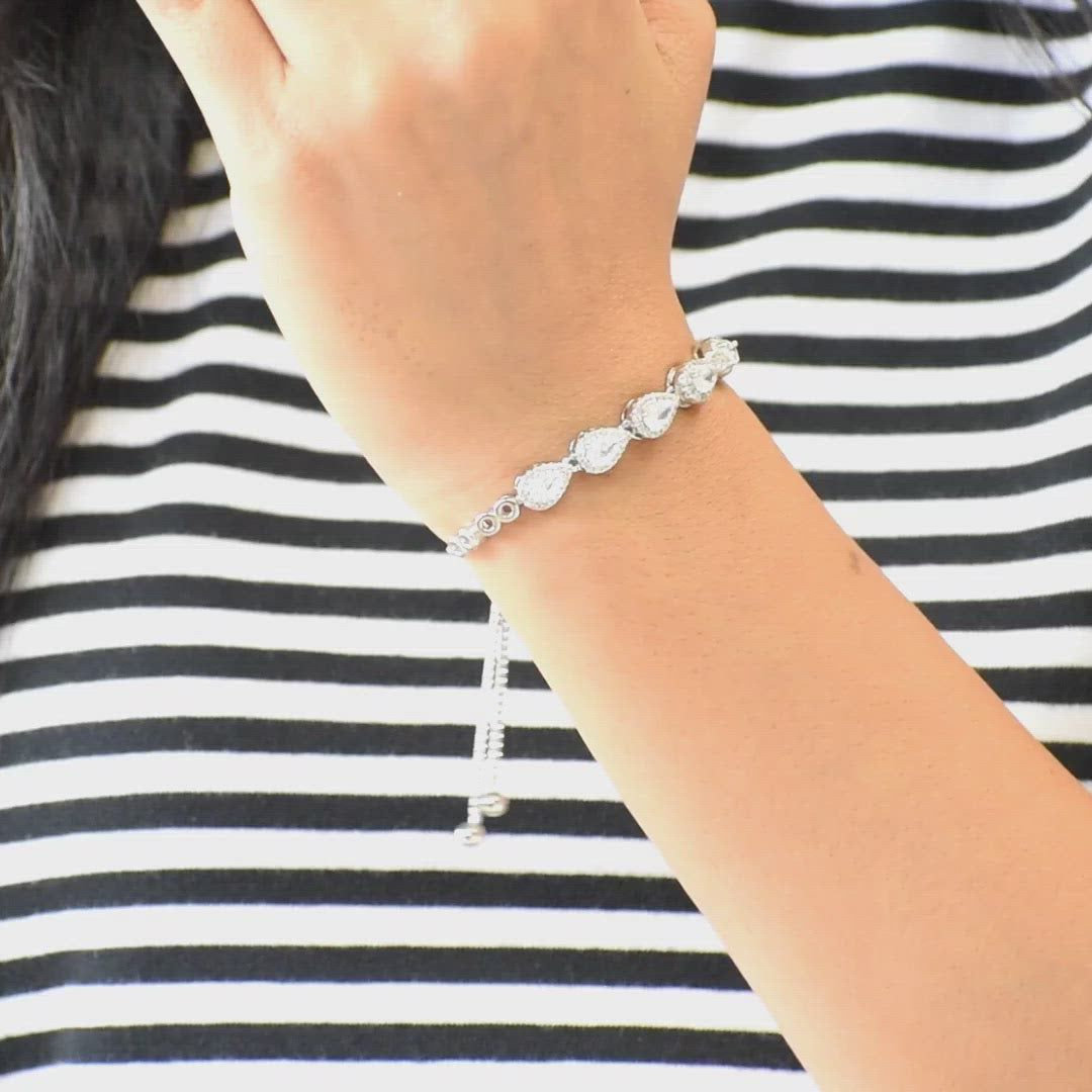 silver jewellery collection/ Hannah sterling silver bracelet/ white stone bracelet